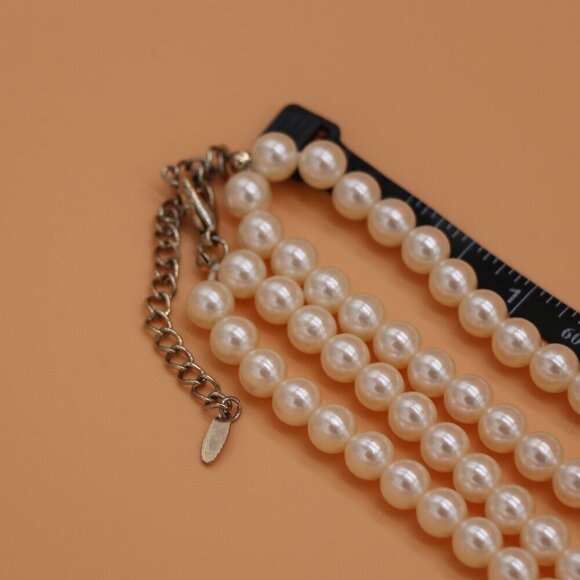 VCLM Faux Pearl Floral Rhinestones Fashion Necklace Double Strand 31" - Picture 4 of 7